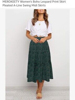 Hunter Green, Polka Dot Printed A-Line Midi Skirt - Women